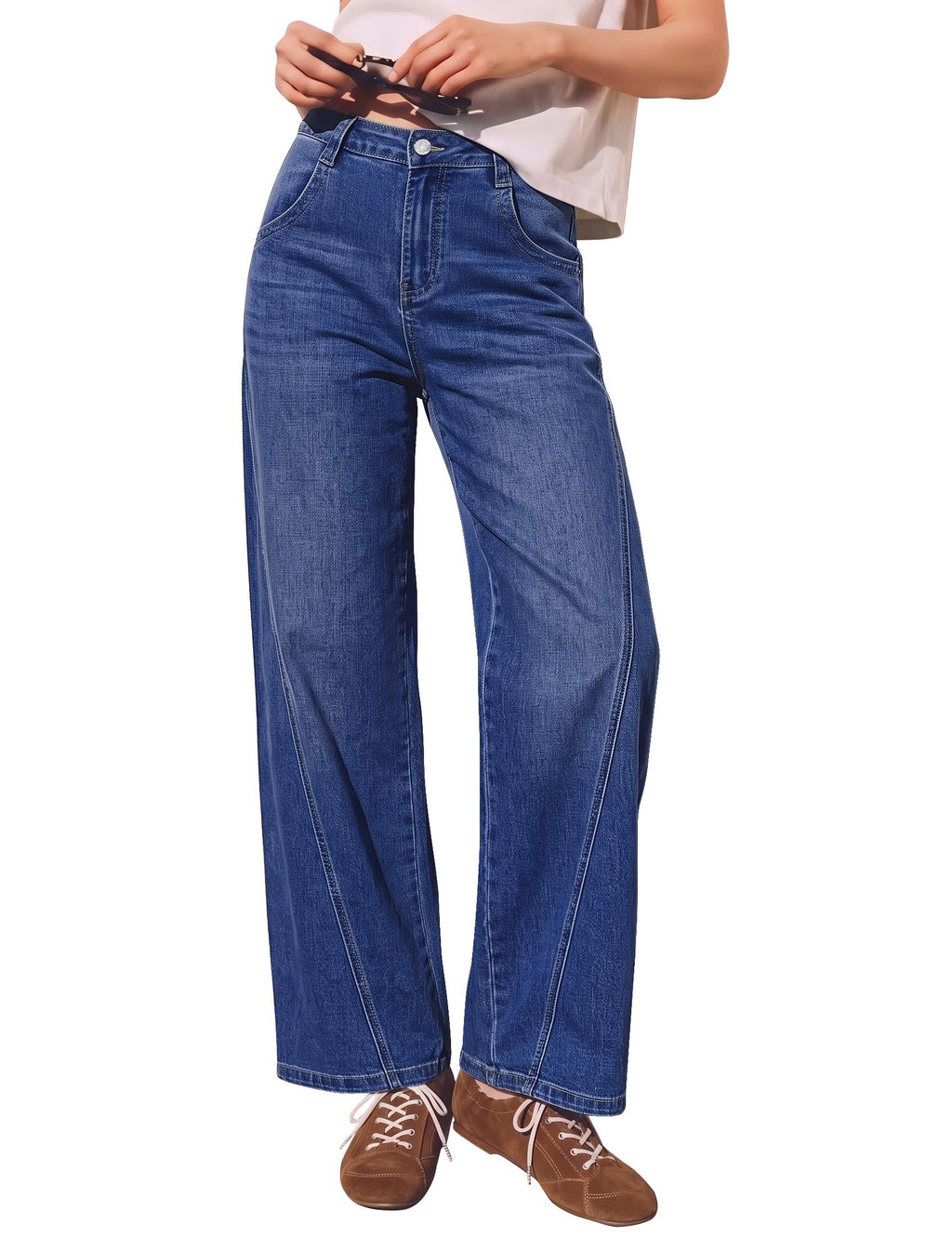 luvamia Wide Leg Jeans for Women High Waisted Stretch Denim Pants Side Seam
