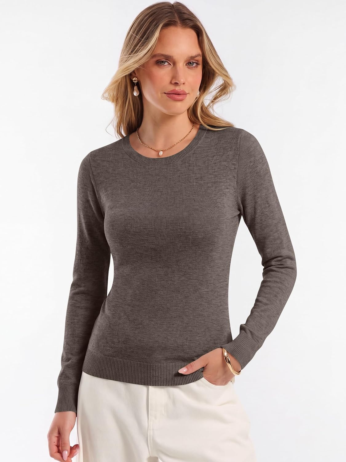 ANRABESS Women’s Long Sleeve Lightweight Slim Fitted Sweaters Top