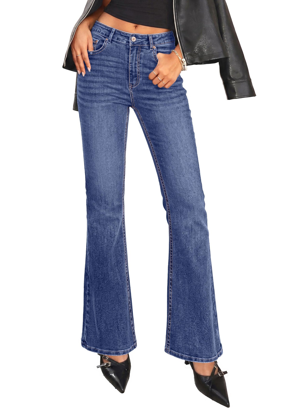 PRETTYGARDEN Women's Bootcut Denim Jeans Flare High Waisted Wide Leg Pants