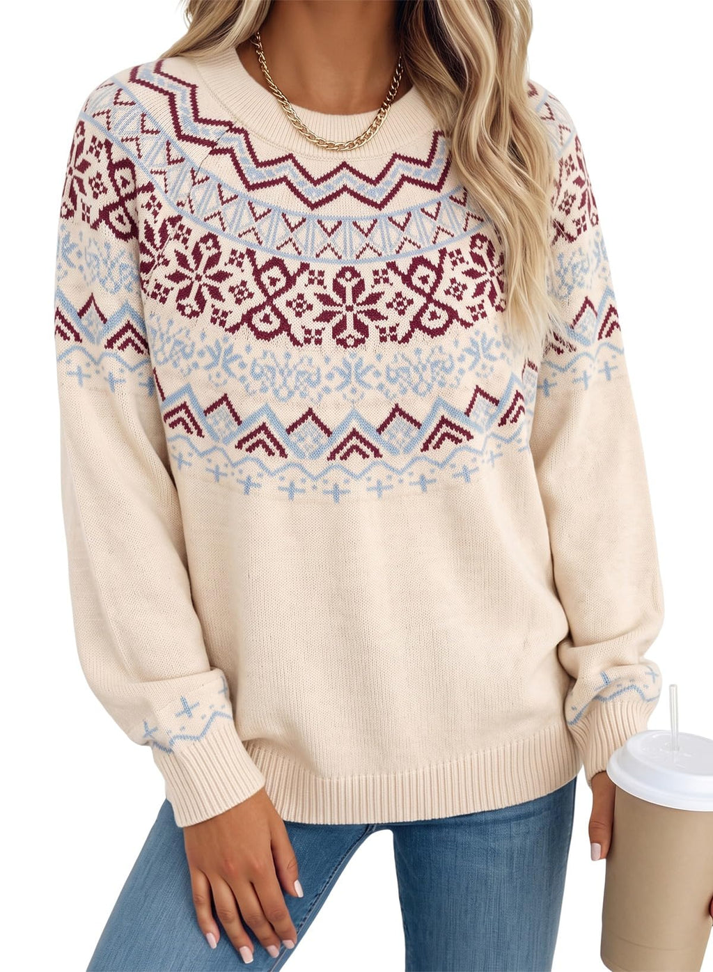 Dokotoo Womens Fall Graphic Sweaters 2026 Winter Pullover Knit Sweater Tops