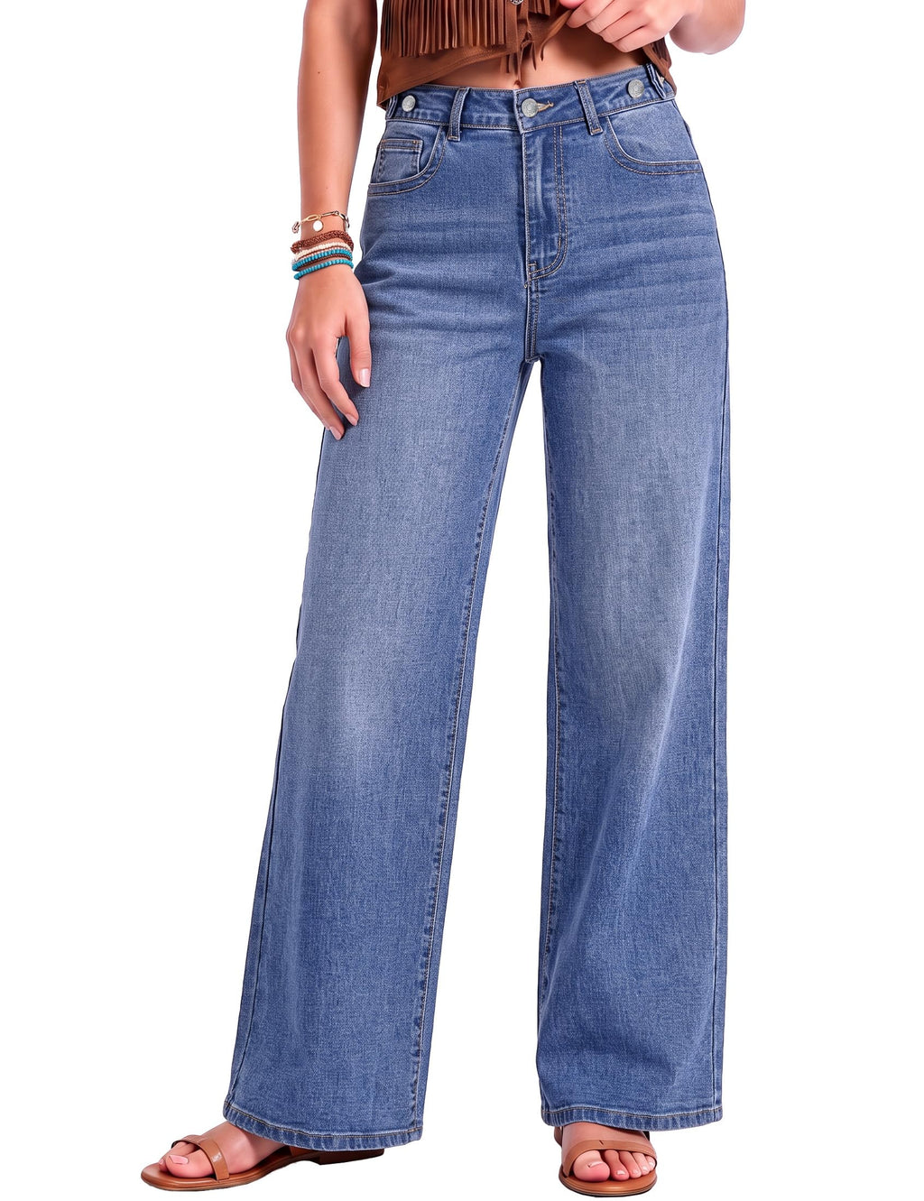 luvamia Wide Leg Jeans for Women High Waisted Stretchy Baggy Denim Pants