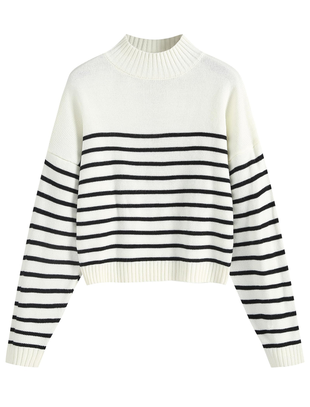 ZAFUL Women's Cropped Turtleneck Sweater Lantern Sleeve Ribbed Knit Pullover Sweater Jumper
