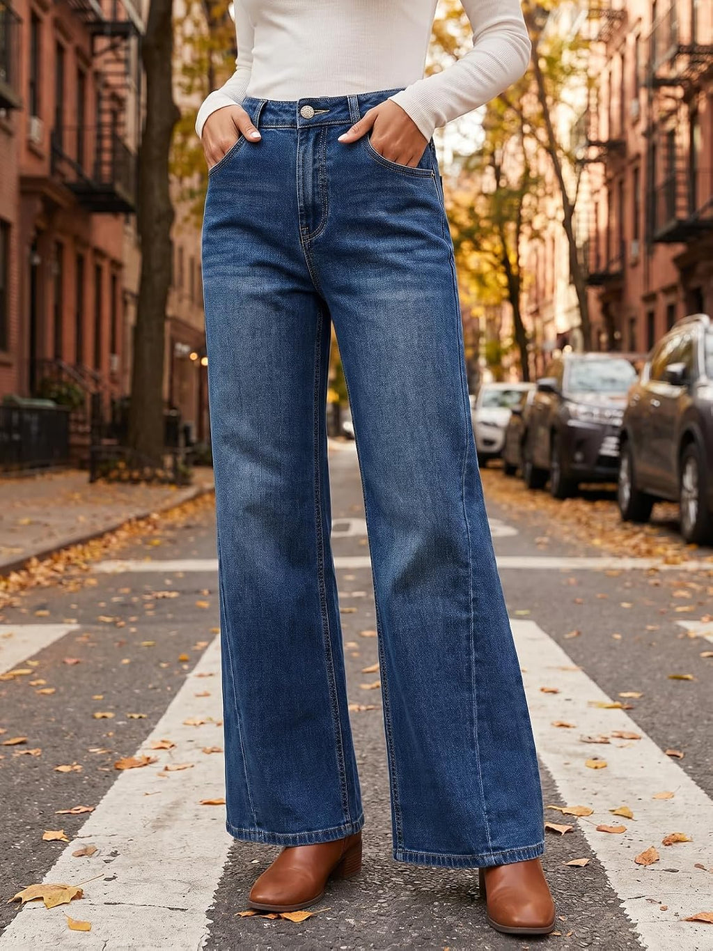 Saodimallsu Womens High Waisted Flare Jeans Stretchy Wide Leg Denim Pants