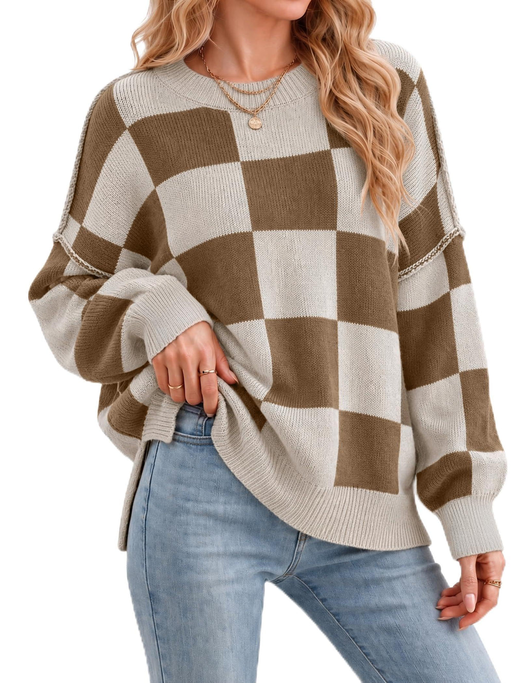 Womens Oversized Batwing Sweater Fall Outfits Trendy Pullover Knit Tops