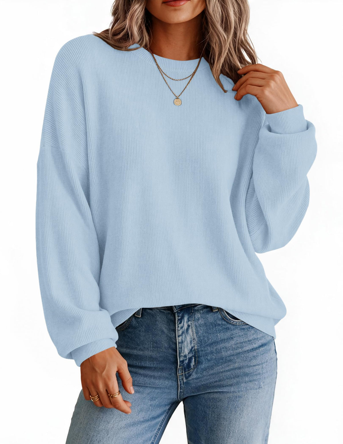 Zeagoo Oversized Sweater for Women 2026 Crewneck Long Sleeve Fall Clothes