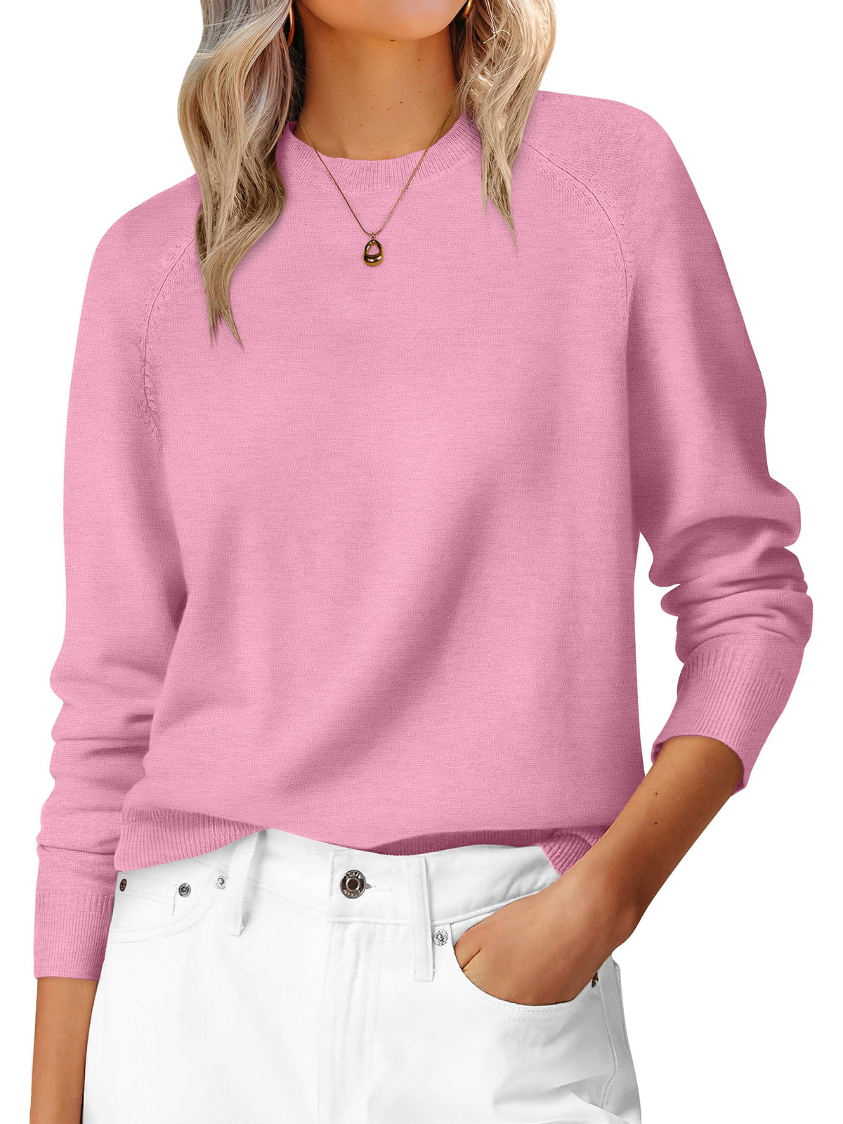 ANRABESS Women's Long Sleeve Crew Neck Fall Lightweight Sweaters Top