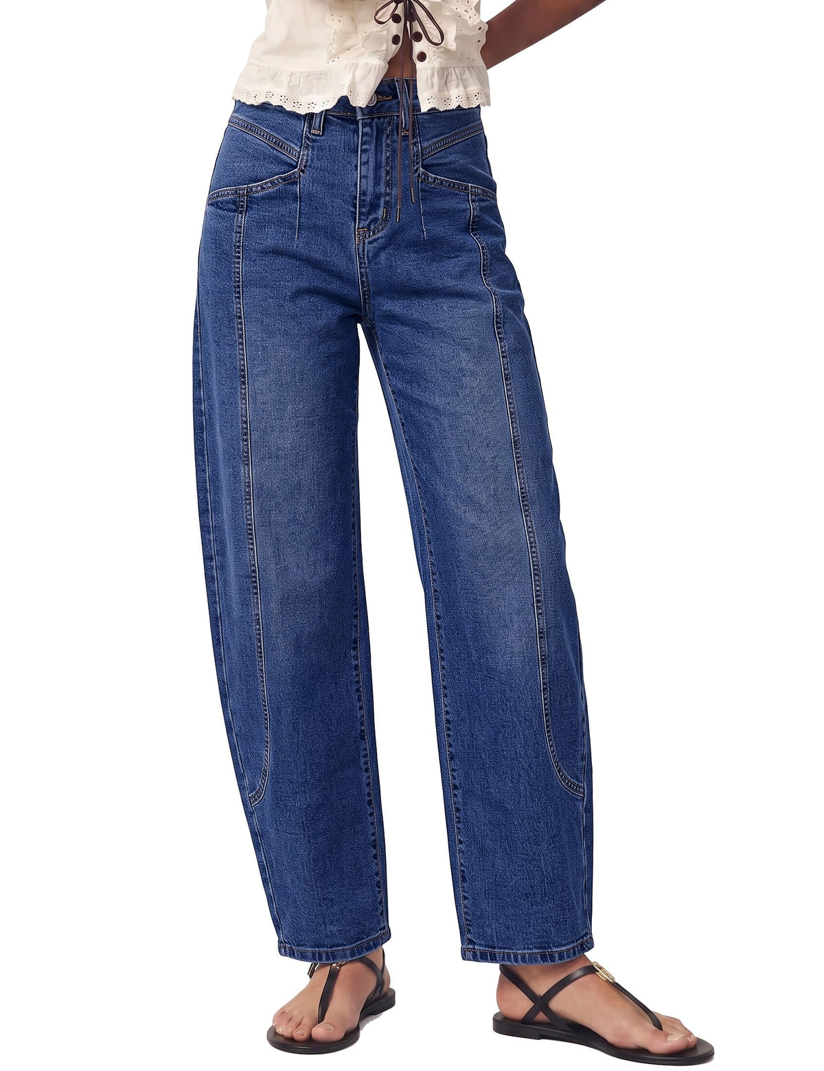 luvamia Barrel Jeans Women Baggy High Waisted Stretchy Ankle Denim Pants