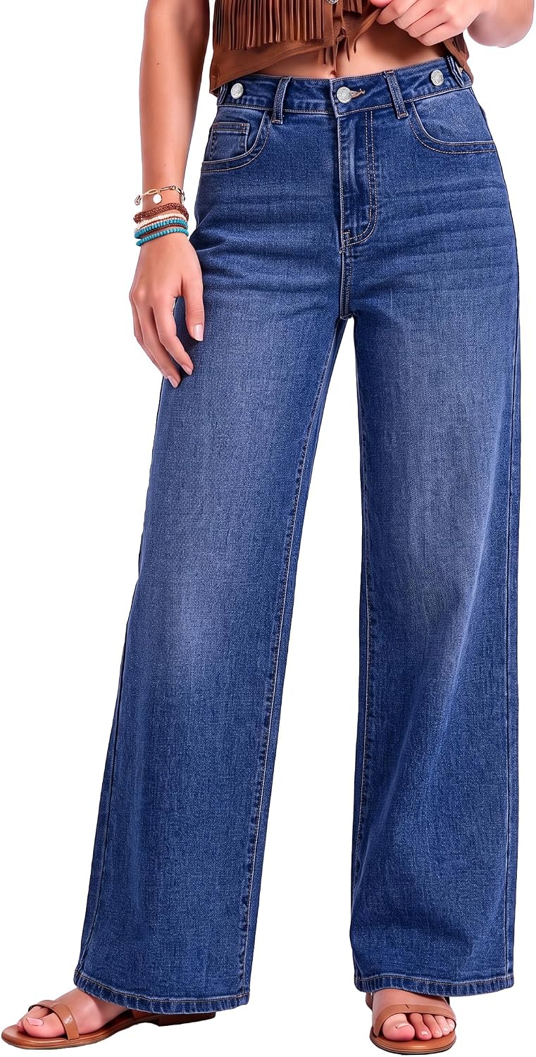 luvamia Wide Leg Jeans for Women High Waisted Stretchy Baggy Denim Pants