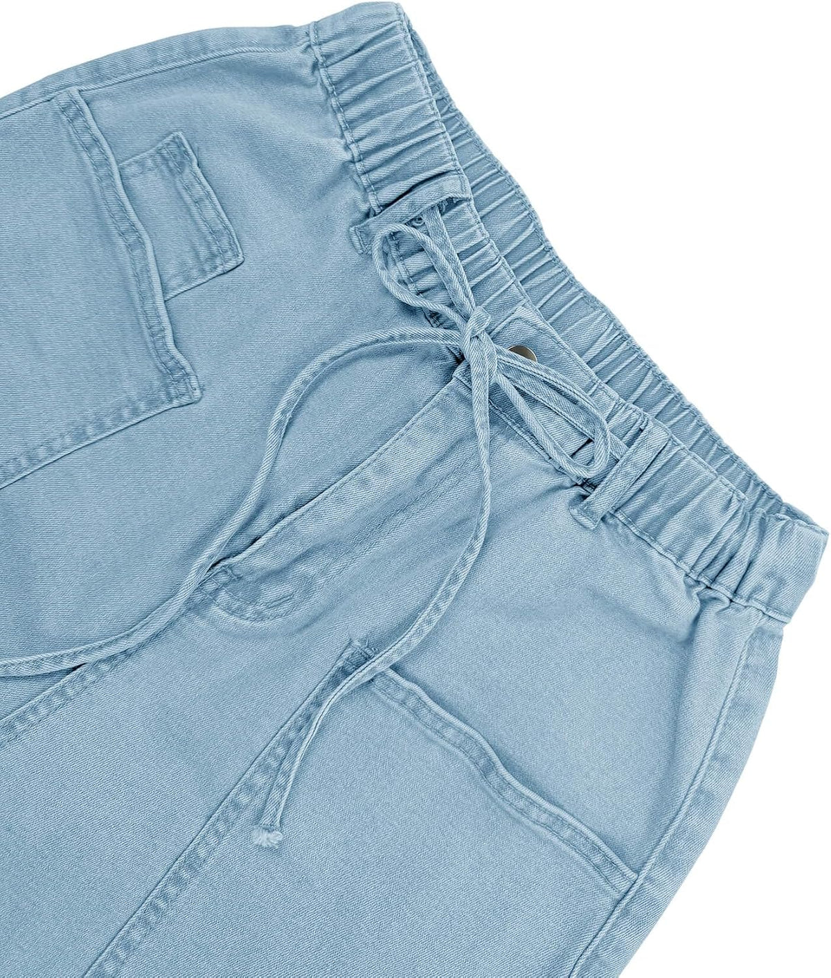 Women's Wide Leg Jeans High Waisted Denim Pants with Drawstring