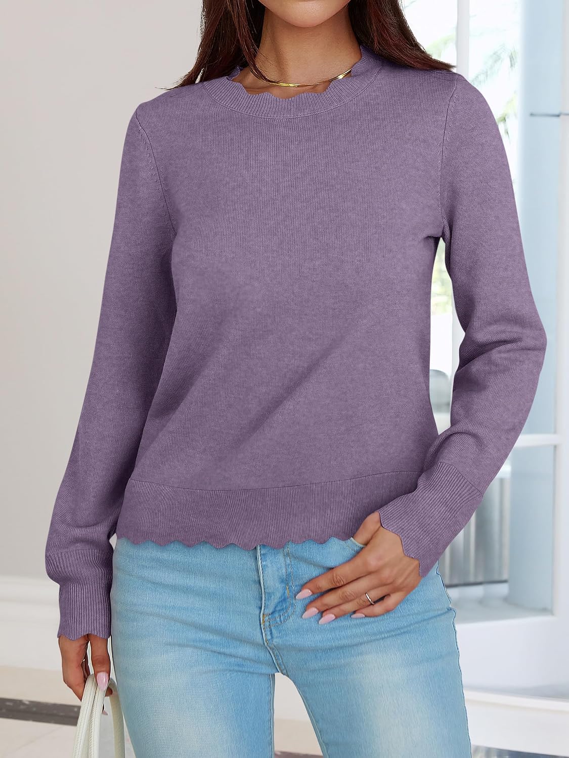 ANRABESS Sweaters for Women Fall Loose Fit Lightweight
