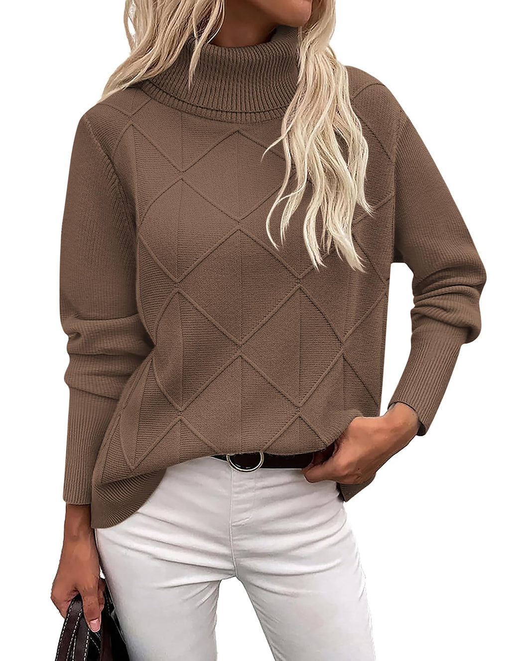 Zeagoo Women's Turtleneck Sweater Fall Winter 2026 Long Sleeve Chunky Knitted Trendy Pullover Tops