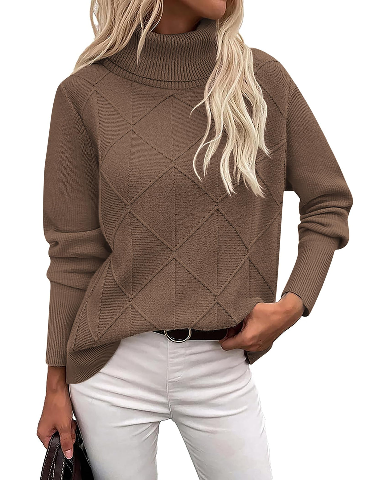 Zeagoo Women's Turtleneck Sweater Fall Winter 2026 Long Sleeve Chunky Knitted Trendy Pullover Tops