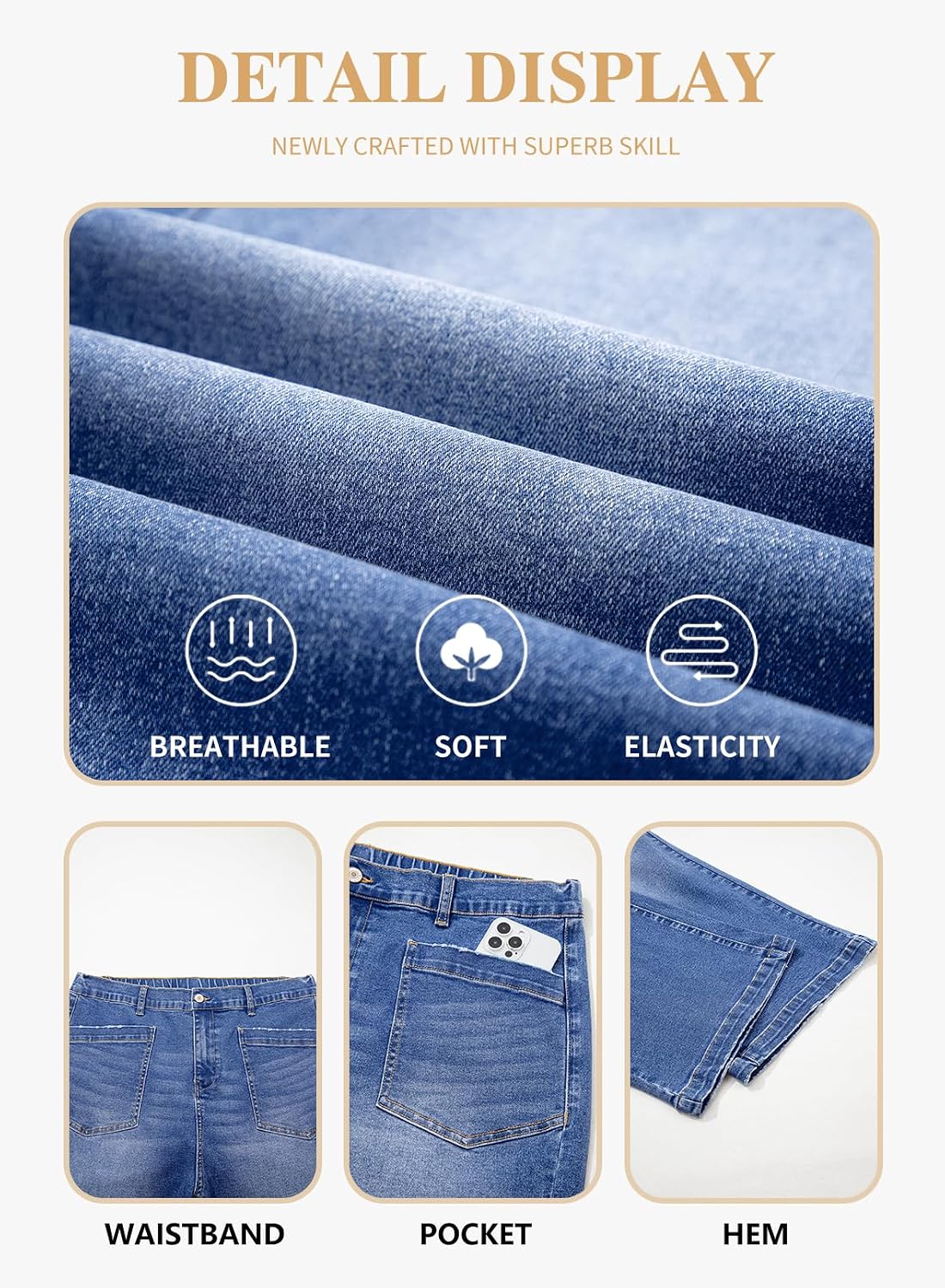 Eytino Plus Size Jeans for Women High Waisted Wide Leg Jeans Trendy Baggy Loose Stretchy Denim Pants with Pockets(1X-5X)