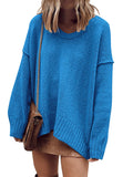 ANRABESS Womens Fall Fashion Oversized Scoop V Neck Batwing Sleeve Sweater