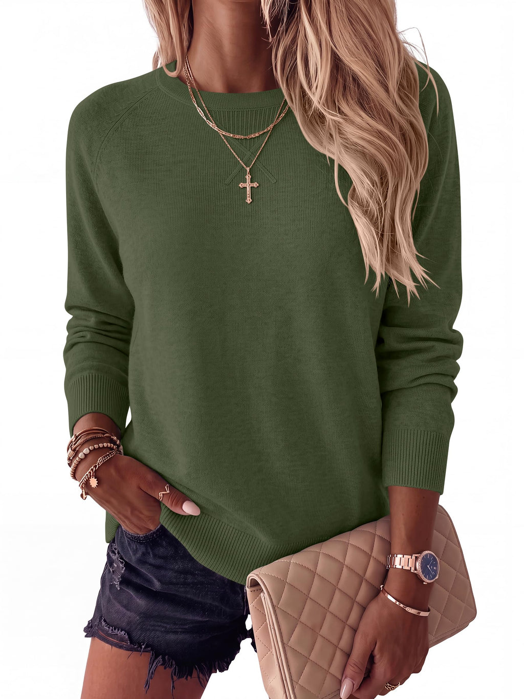 ANRABESS Sweater for Women Lightweight Knit Fall Pullover