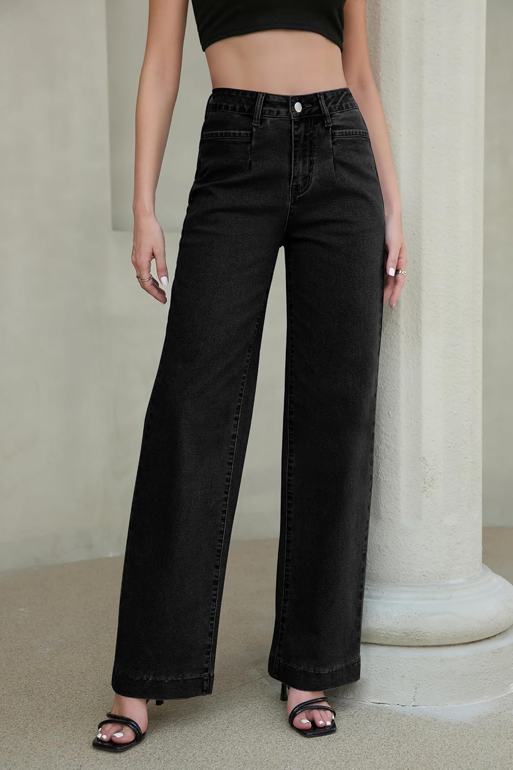 Wide Leg Jeans for Women Trendy High Waisted Stretchy Straight Leg Jeans Loose Denim Pants