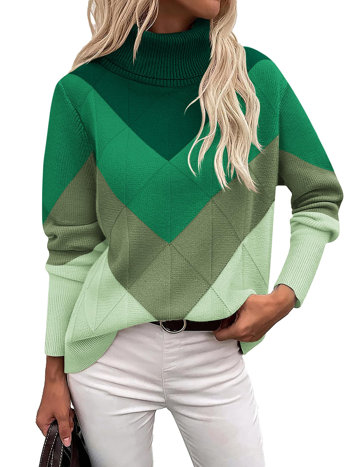 Zeagoo Women's Turtleneck Sweater Fall Winter 2026 Long Sleeve Chunky Knitted Trendy Pullover Tops
