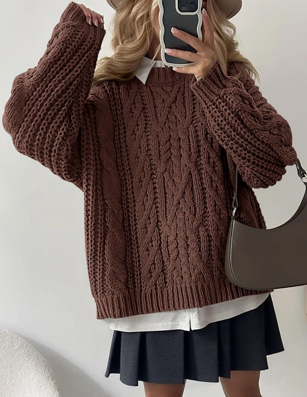 PRETTYGARDEN Womens Oversized Fall Sweaters Chunky Cable Knit Pullover Tops