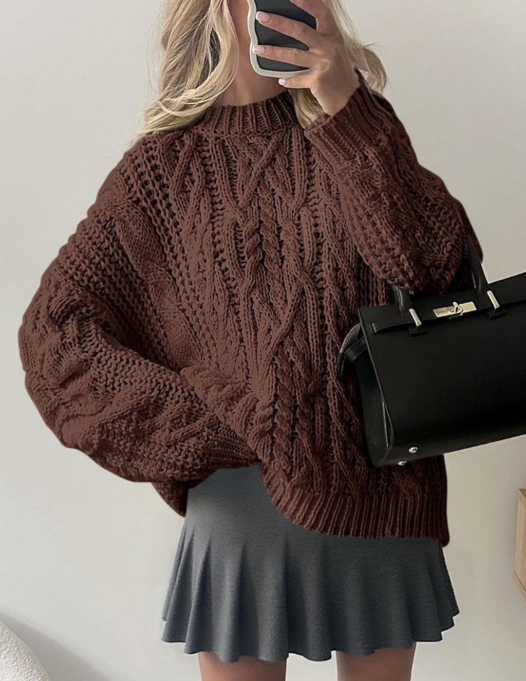 PRETTYGARDEN Womens Oversized Fall Sweaters Chunky Cable Knit Pullover Tops