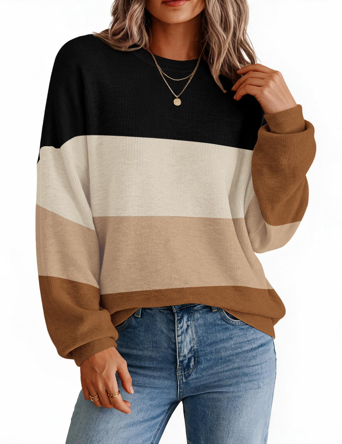 Zeagoo Oversized Sweater for Women 2026 Crewneck Long Sleeve Fall Clothes