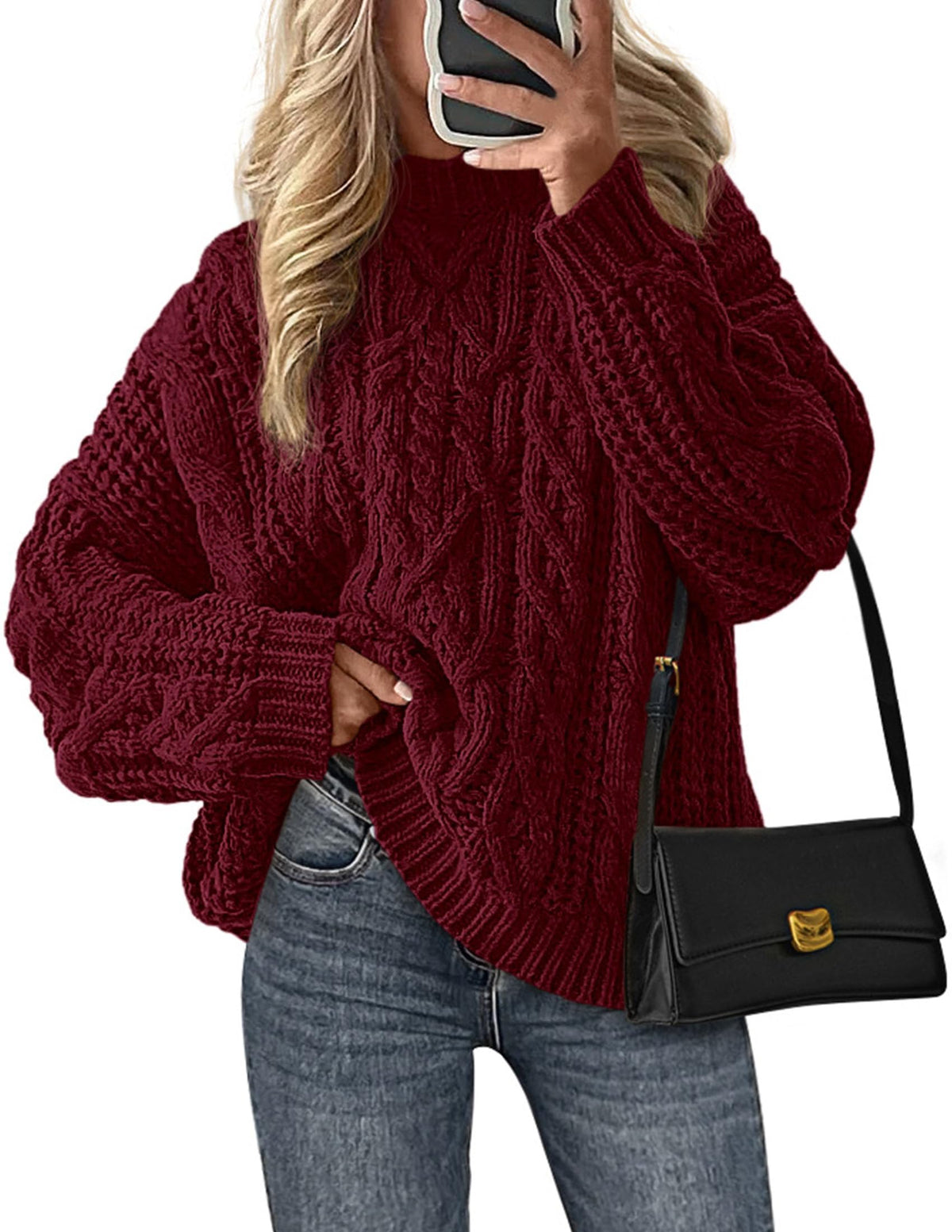 PRETTYGARDEN Womens Oversized Fall Sweaters Chunky Cable Knit Pullover Tops
