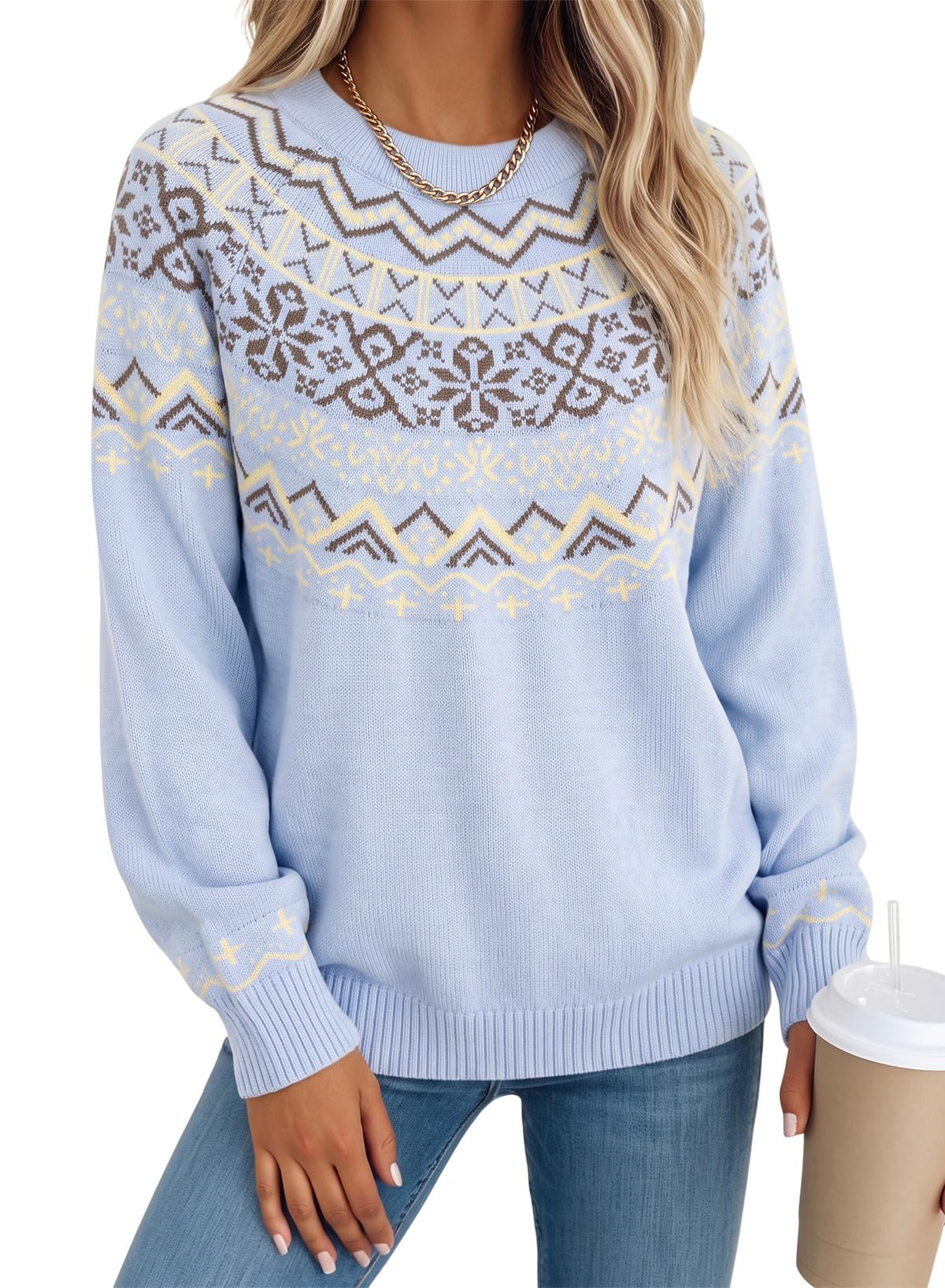 Dokotoo Womens Fall Graphic Sweaters 2026 Winter Pullover Knit Sweater Tops