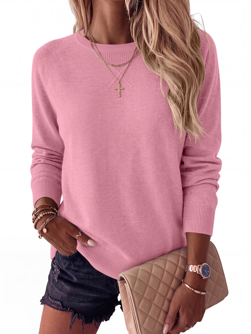 ANRABESS Sweater for Women Lightweight Knit Fall Pullover
