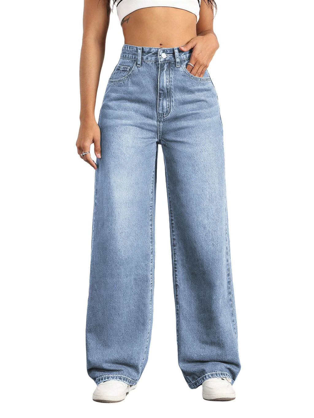 Straight Leg Jeans for Women High Waisted Wide Leg Denim Pants
