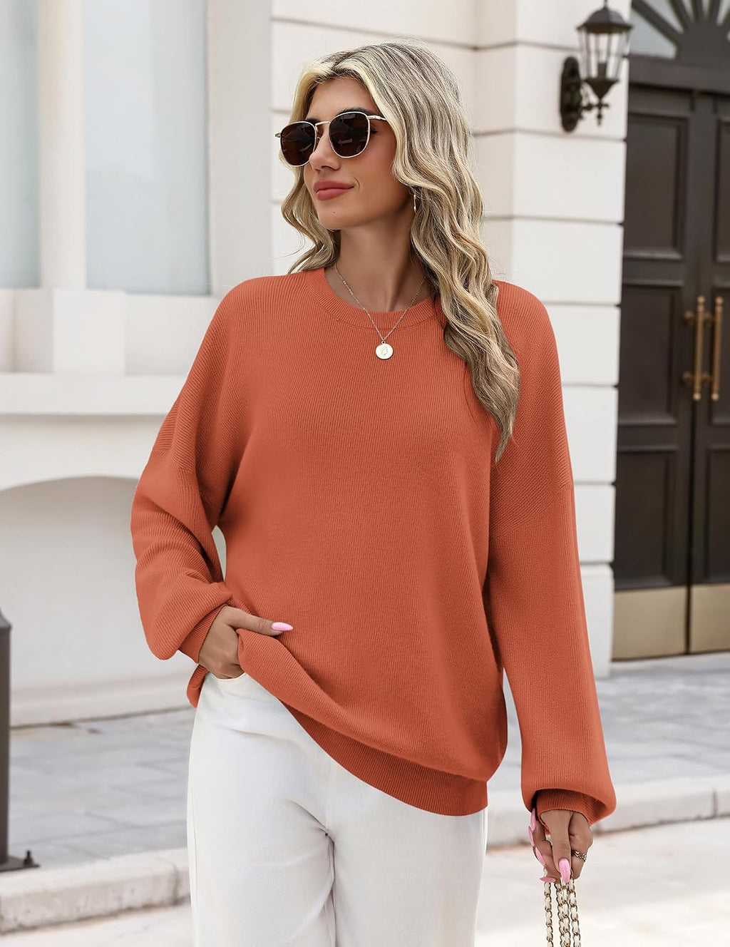 Zeagoo Oversized Sweater for Women 2026 Crewneck Long Sleeve Fall Clothes