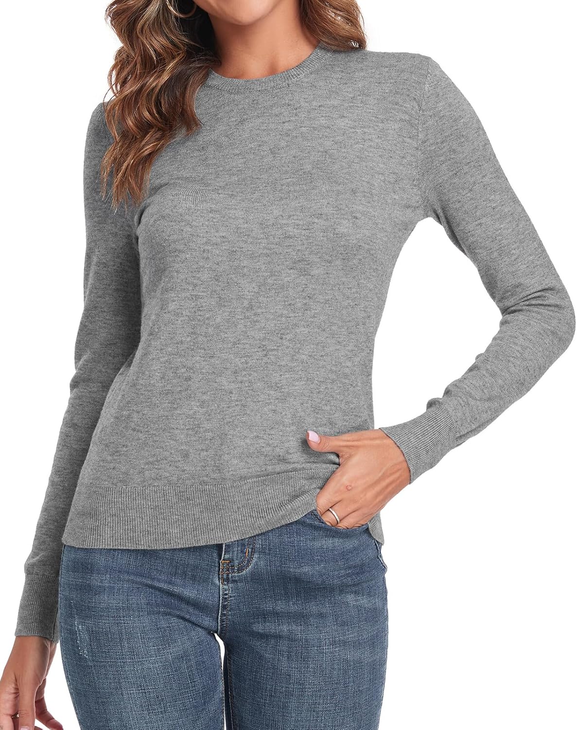 QUALFORT Women's Sweater Lightweight Long Sleeve Pullover