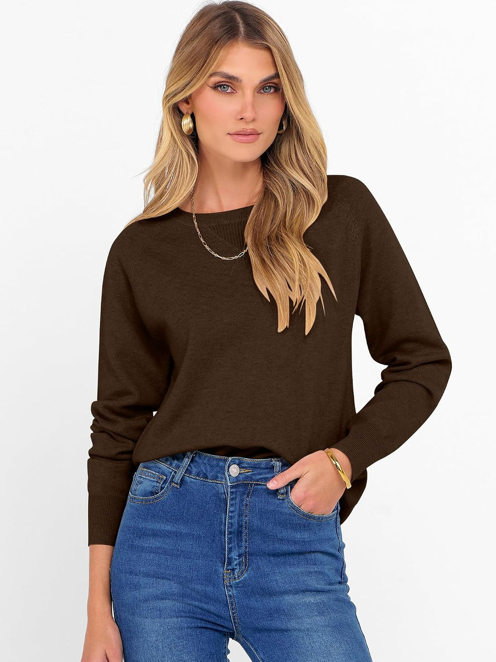 ANRABESS Sweater for Women Lightweight Knit Fall Pullover