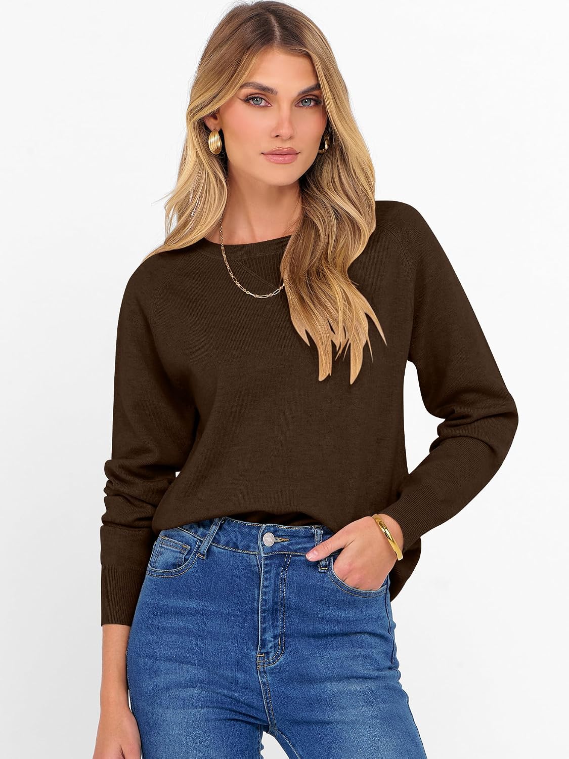 ANRABESS Sweater for Women Lightweight Knit Fall Pullover