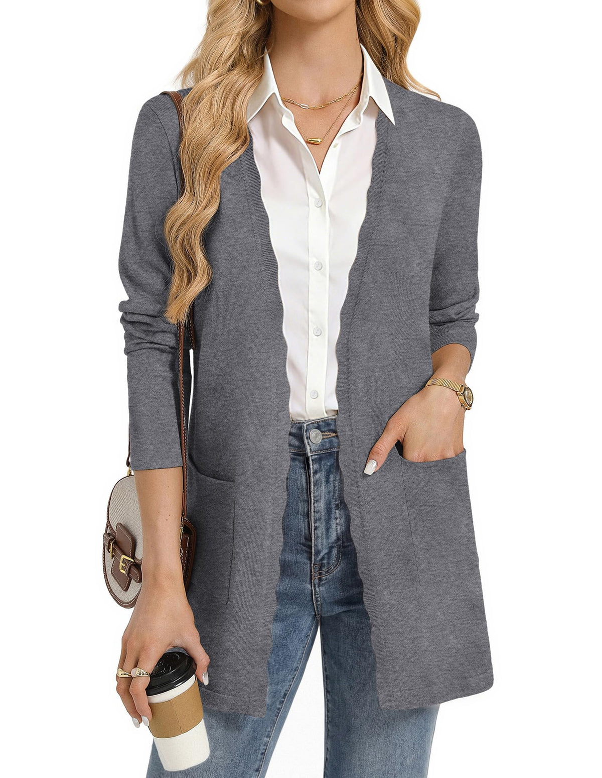 GRACE KARIN Long Cardigan Sweaters for Women Business Casual Fall Outfits
