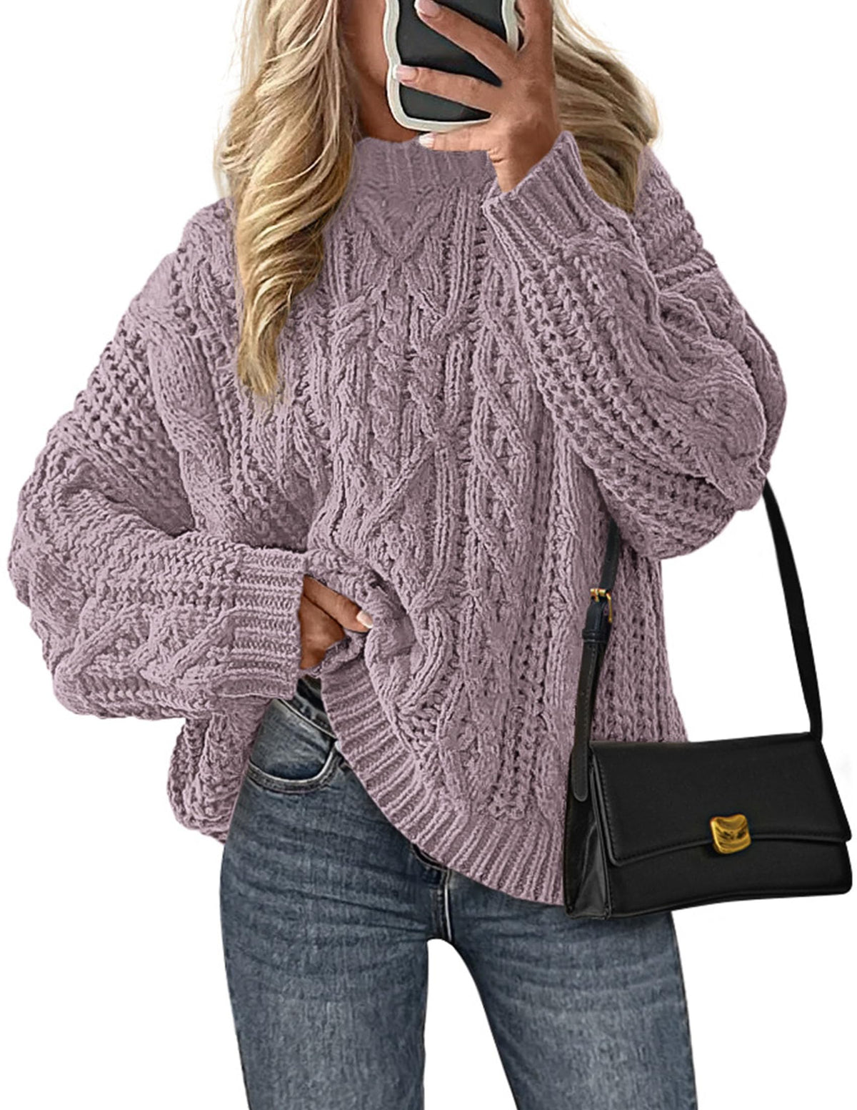 PRETTYGARDEN Womens Oversized Fall Sweaters Chunky Cable Knit Pullover Tops
