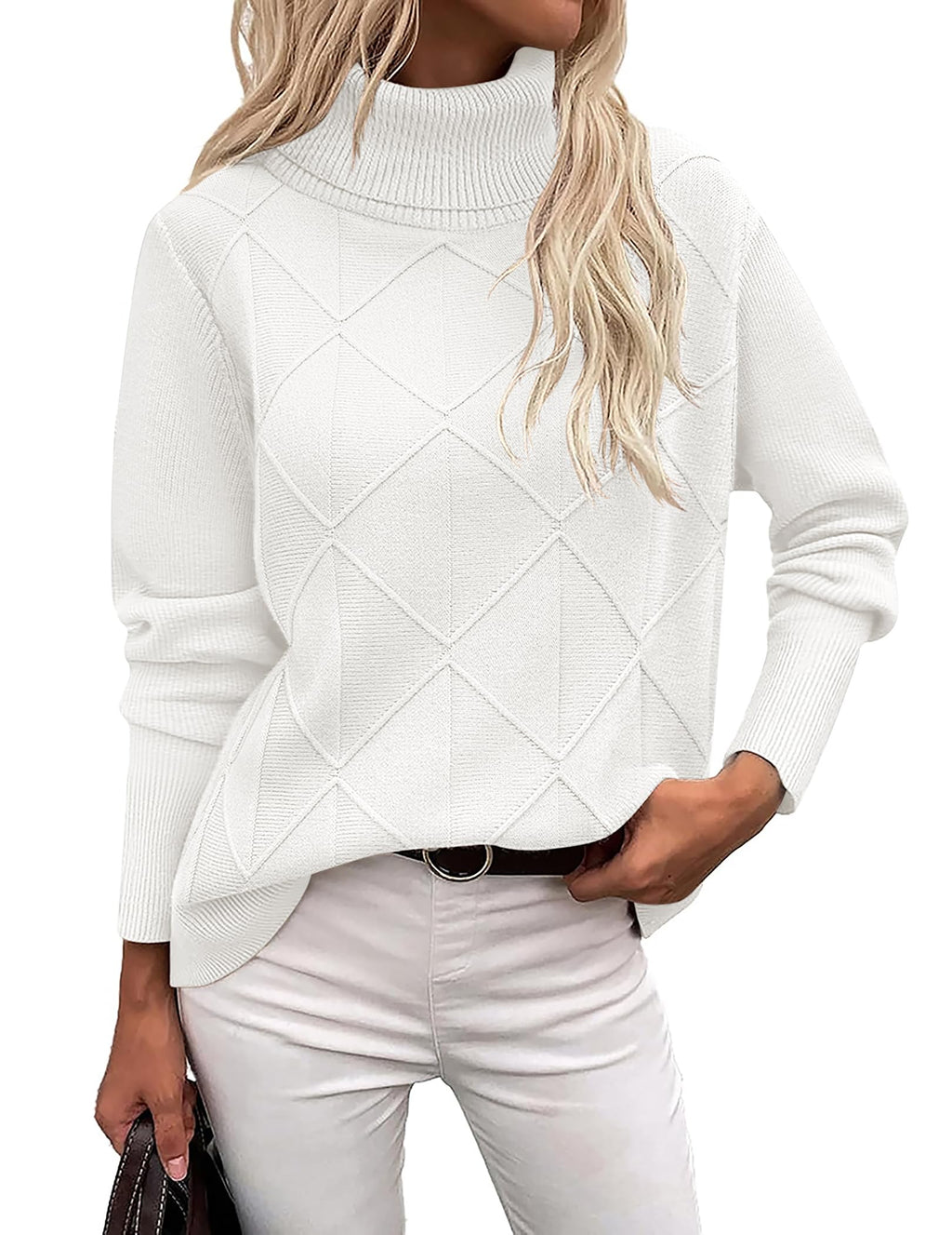 Zeagoo Women's Turtleneck Sweater Fall Winter 2026 Long Sleeve Chunky Knitted Trendy Pullover Tops