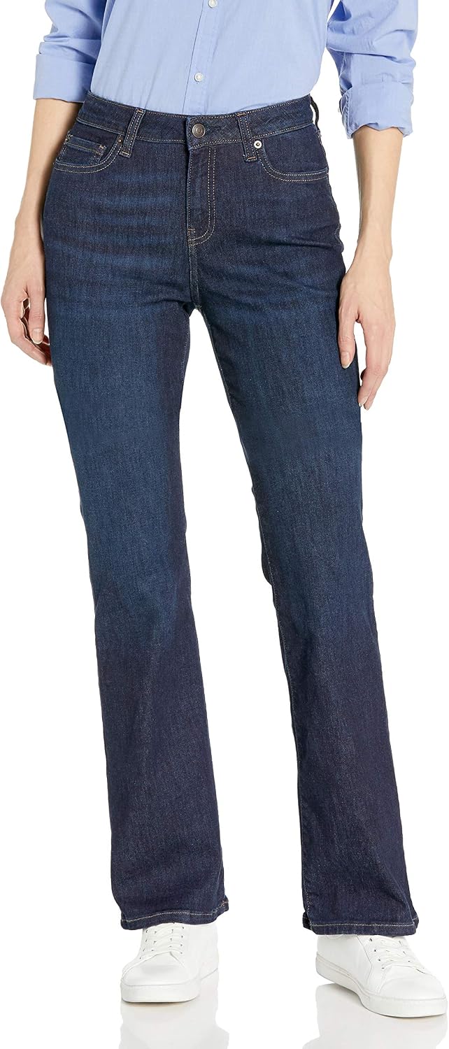 Amazon Essentials Women's Mid-Rise Stretchy Slim Bootcut Jeans for Ladies, Flared Leg Pants - Discontinued Colors