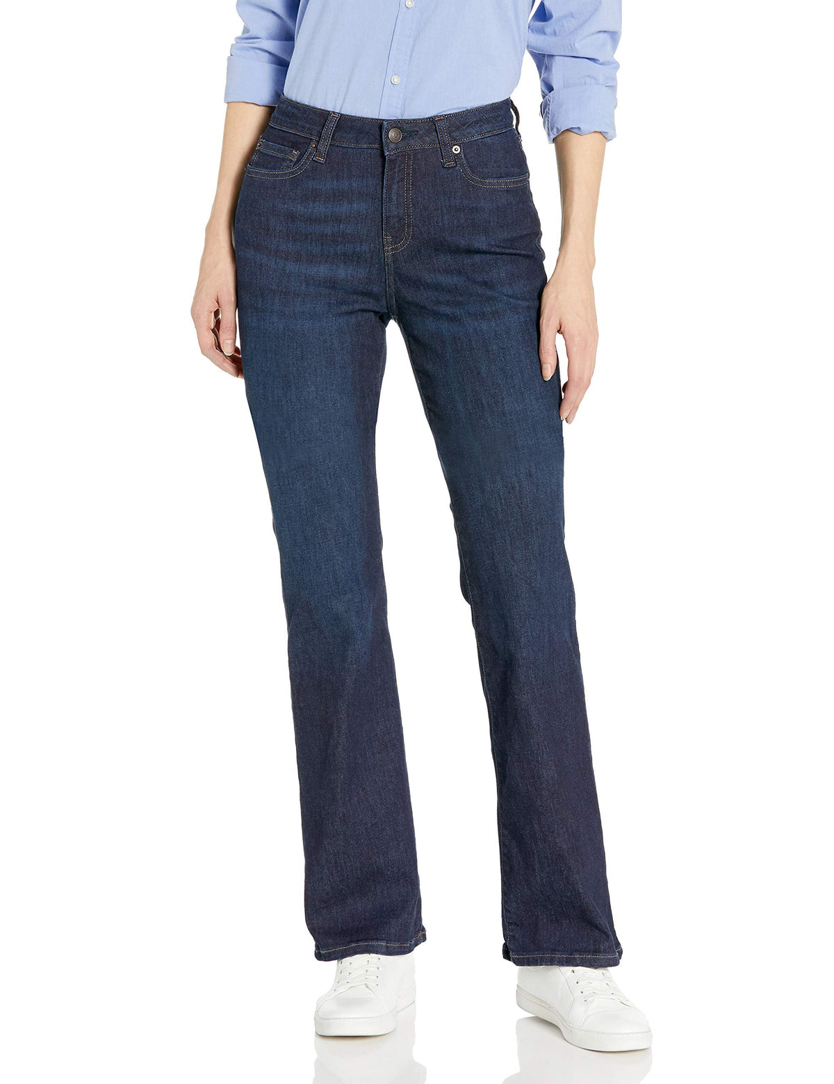 Amazon Essentials Women's Mid-Rise Stretchy Slim Bootcut Jeans for Ladies, Flared Leg Pants - Discontinued Colors