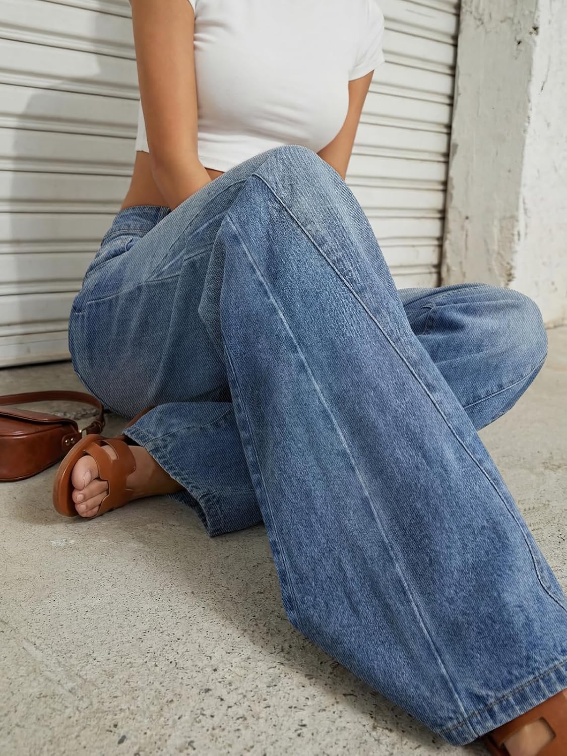 Trendy Queen Women's High Waisted Wide Leg Jeans Barrel Baggy Pants