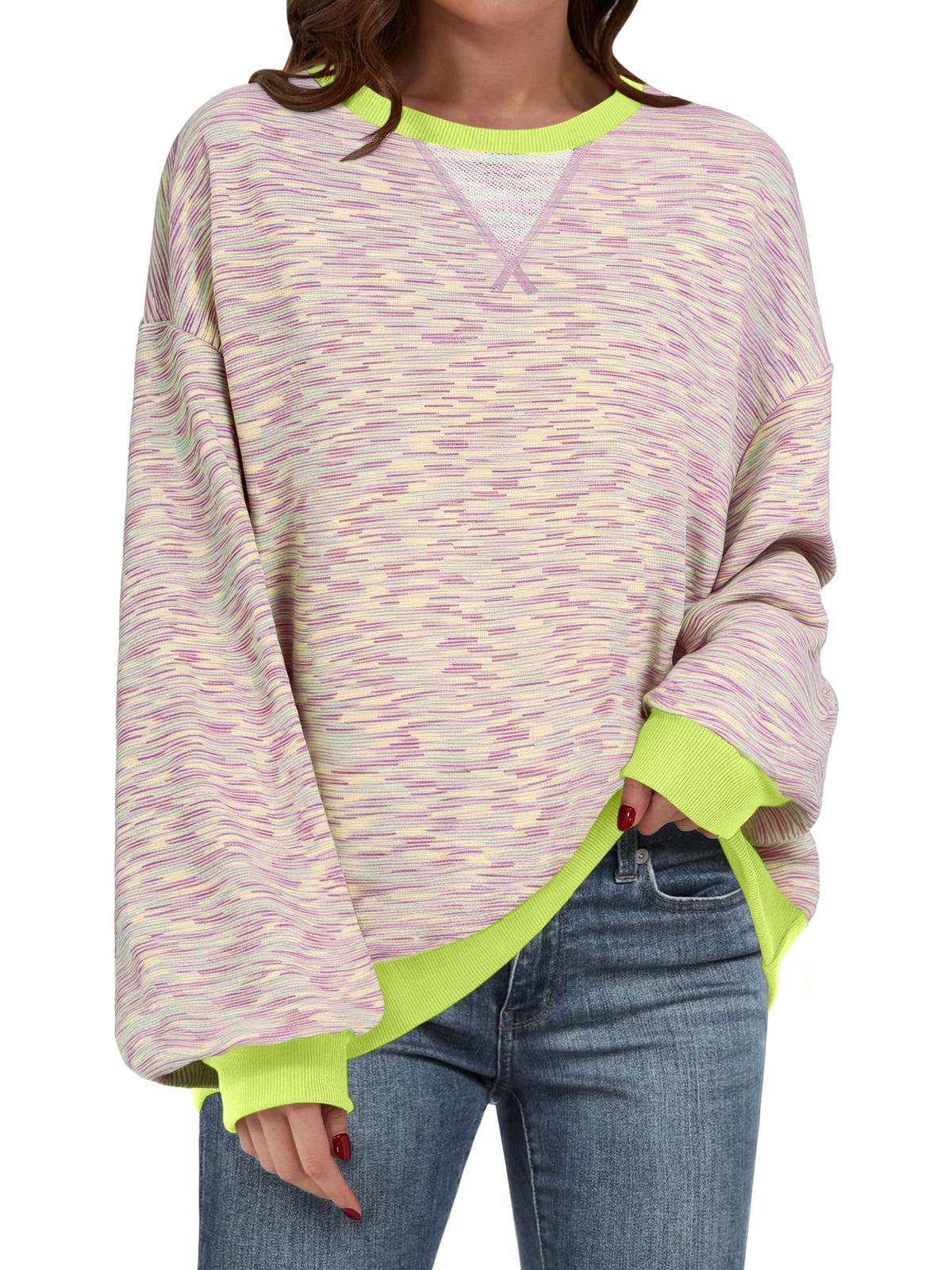 ANRABESS Women’s Striped Oversized Sweatshirts