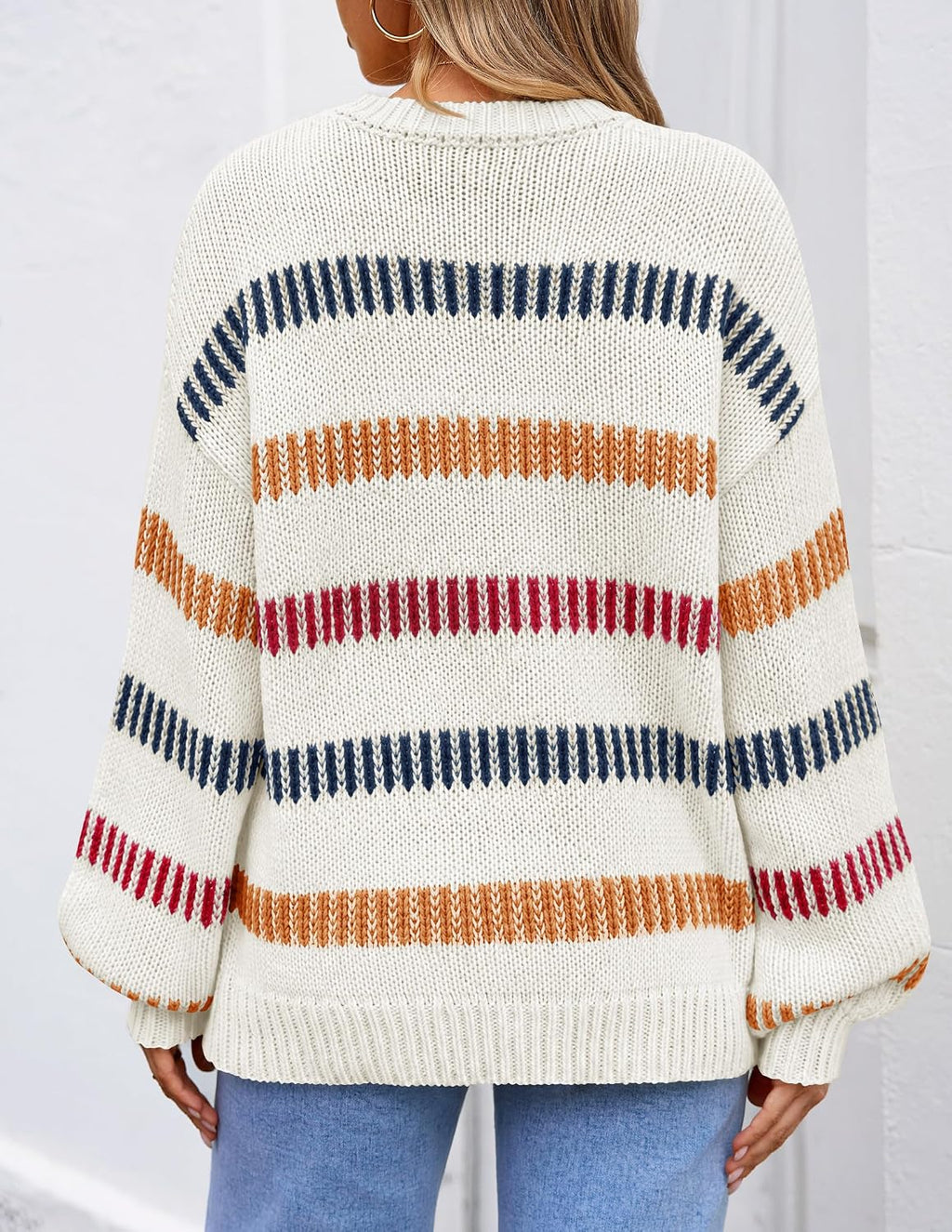 ZESICA Womens Striped Fall Winter Sweaters Oversize Cozy Casual Work Outfit