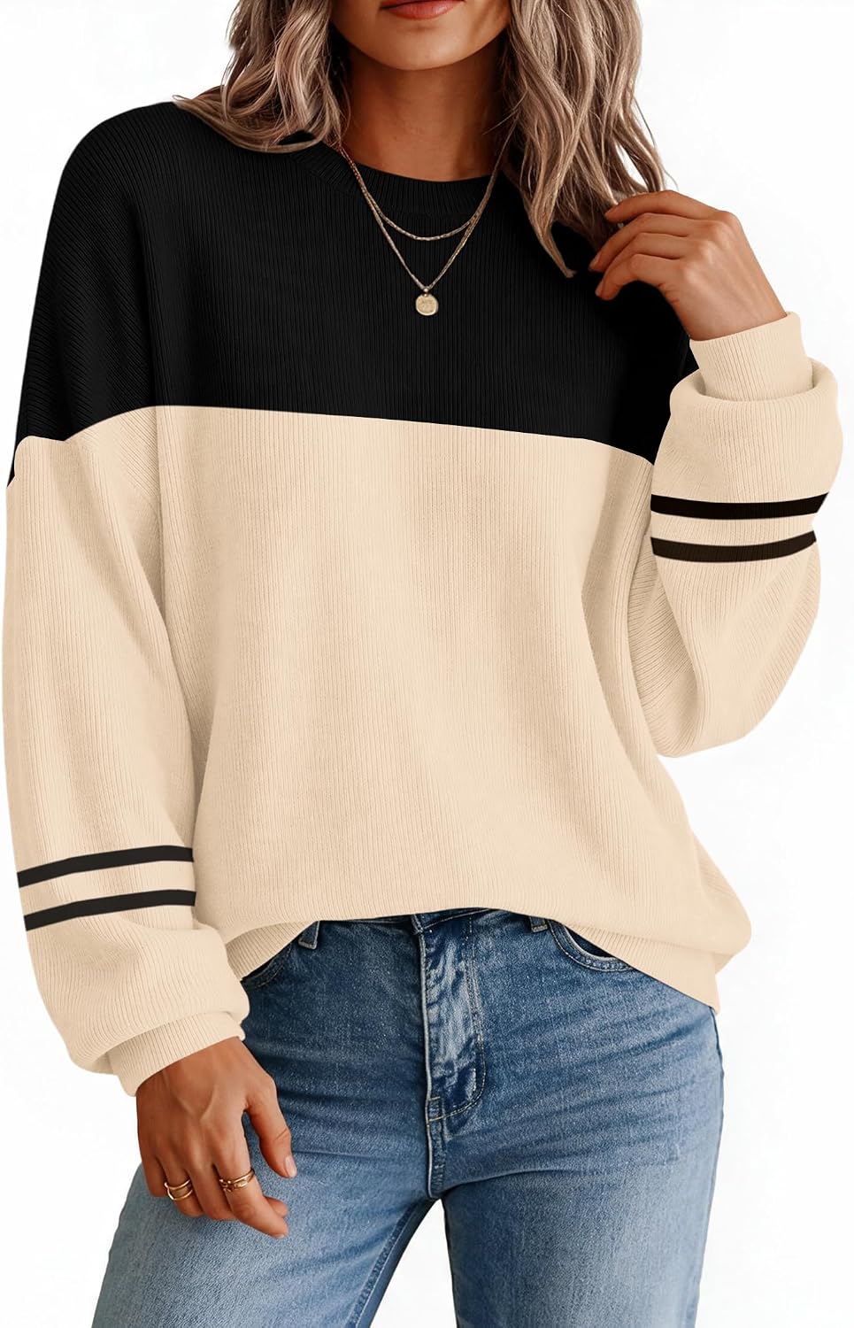 Zeagoo Oversized Sweater for Women 2026 Crewneck Long Sleeve Fall Clothes