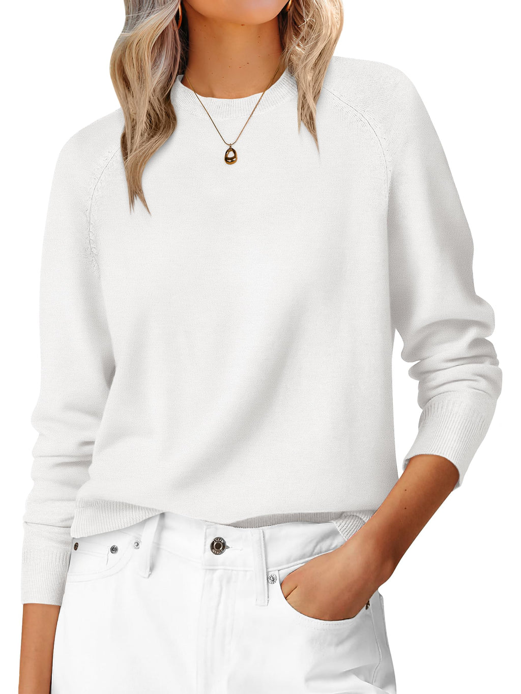 ANRABESS Women's Long Sleeve Crew Neck Fall Lightweight Sweaters Top