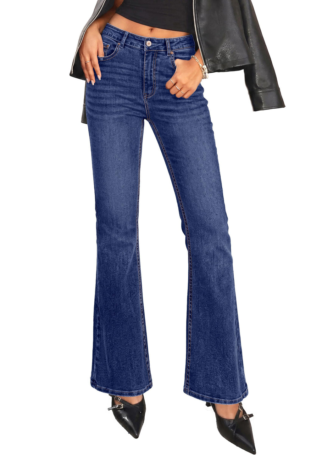 PRETTYGARDEN Women's Bootcut Denim Jeans Flare High Waisted Wide Leg Pants