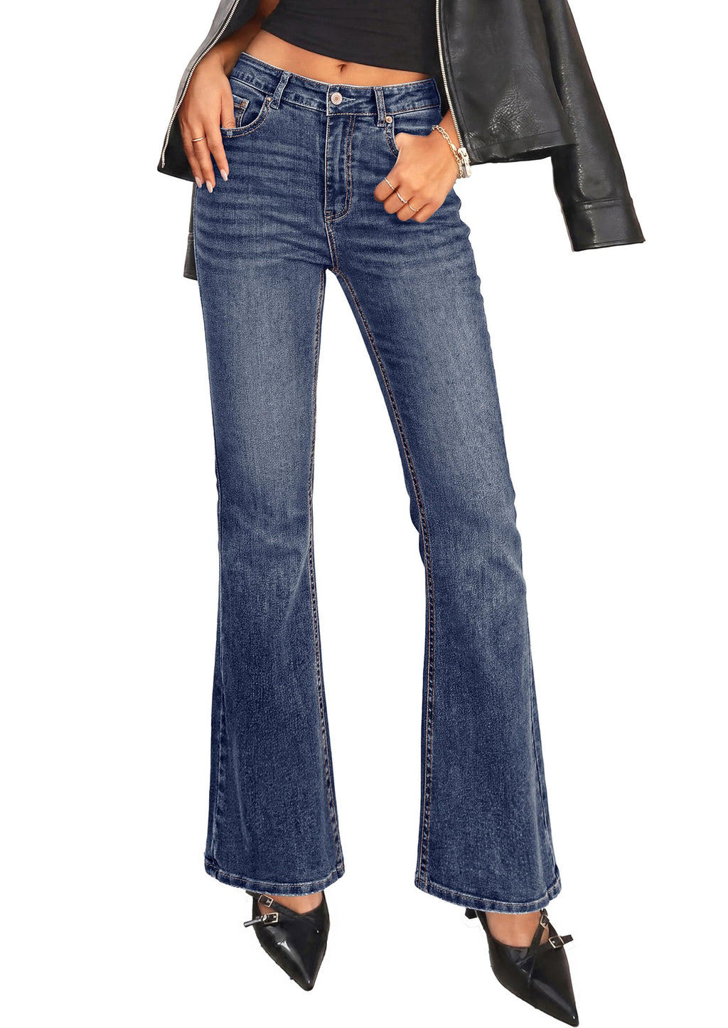 PRETTYGARDEN Women's Bootcut Denim Jeans Flare High Waisted Wide Leg Pants