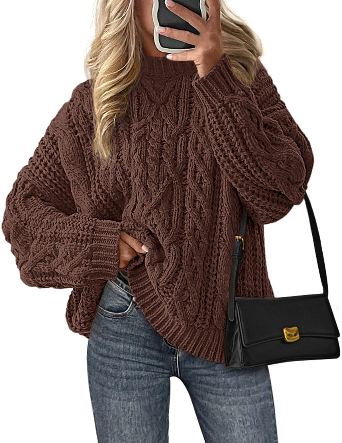 PRETTYGARDEN Womens Oversized Fall Sweaters Chunky Cable Knit Pullover Tops