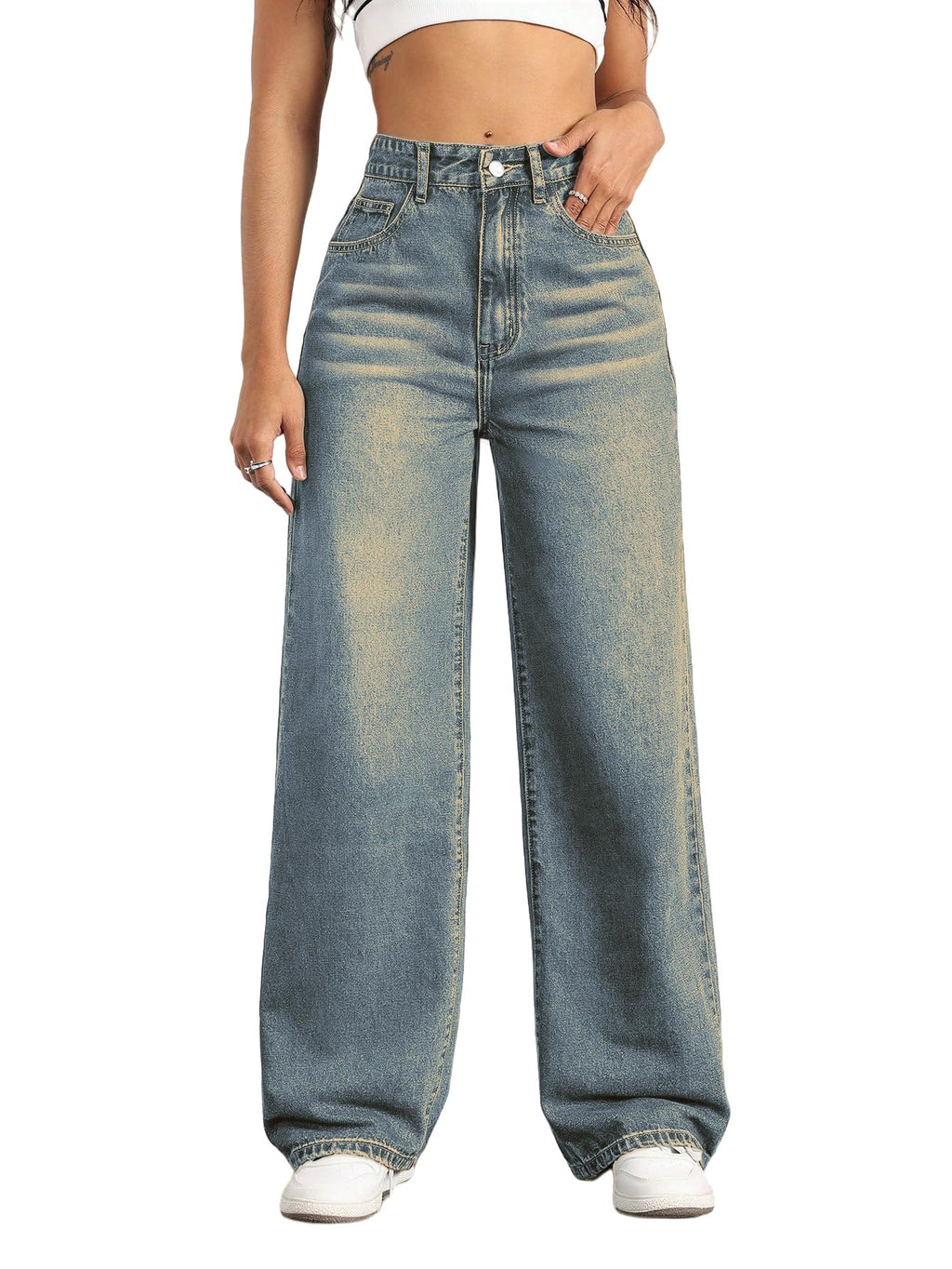 Straight Leg Jeans for Women High Waisted Wide Leg Denim Pants