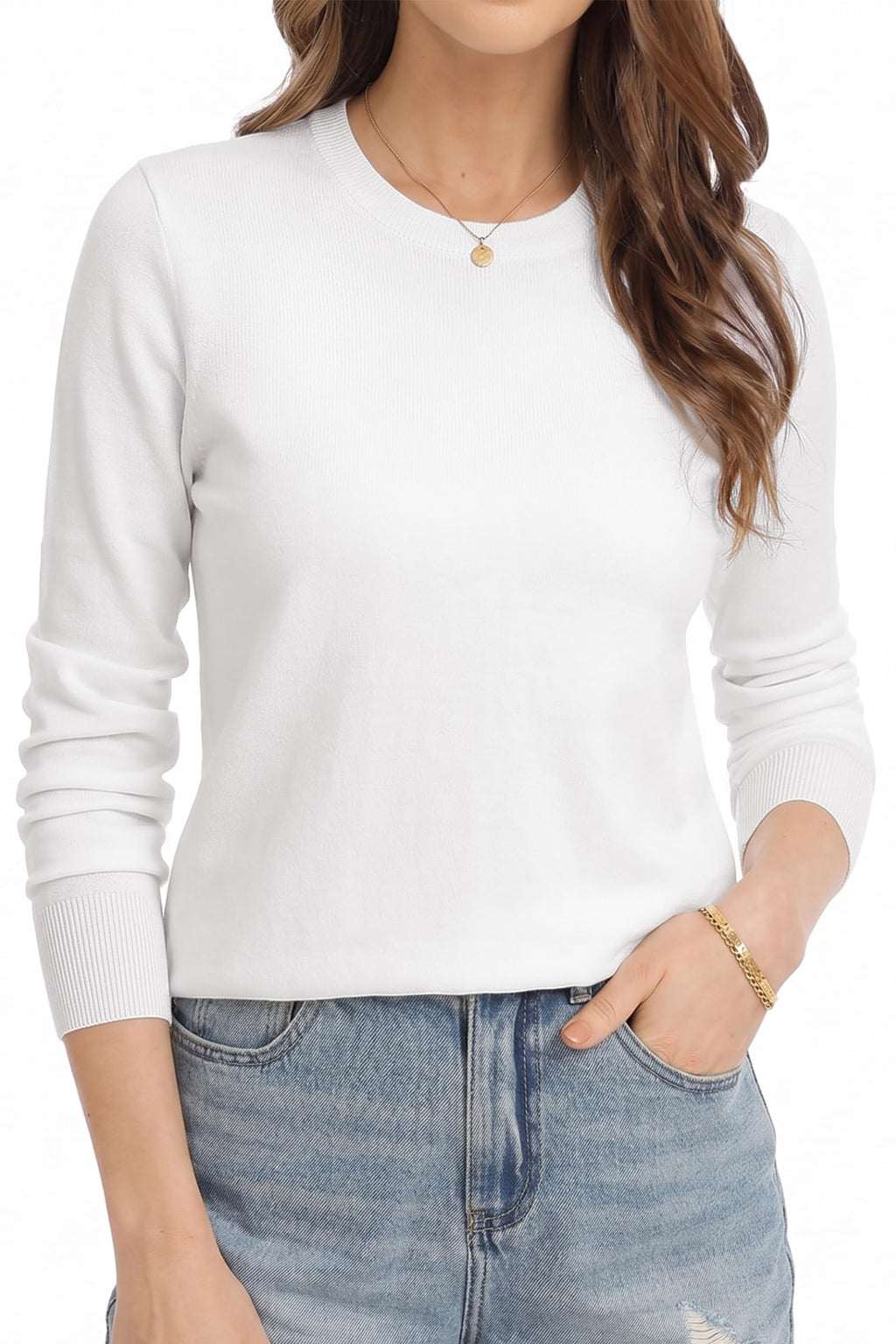 QUALFORT Women's Sweater Lightweight Long Sleeve Pullover