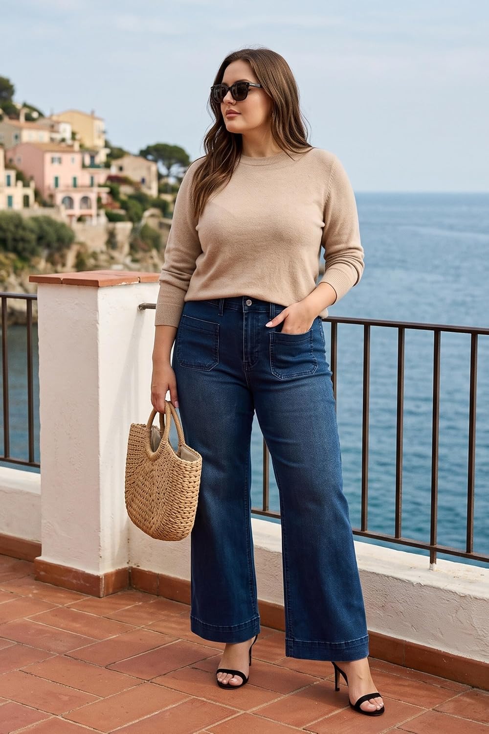 Eytino Plus Size Jeans for Curvy Women High Waisted Denim Pants