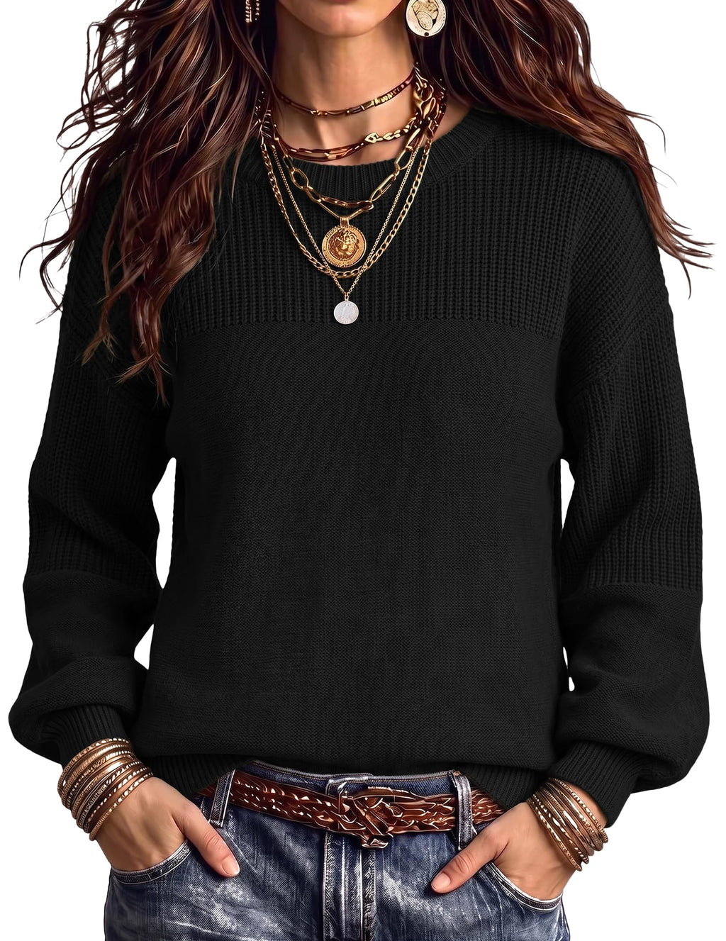 Zeagoo Sweaters for Women Cotton Loose Fit Chunky Knit Casual Fall Outfits