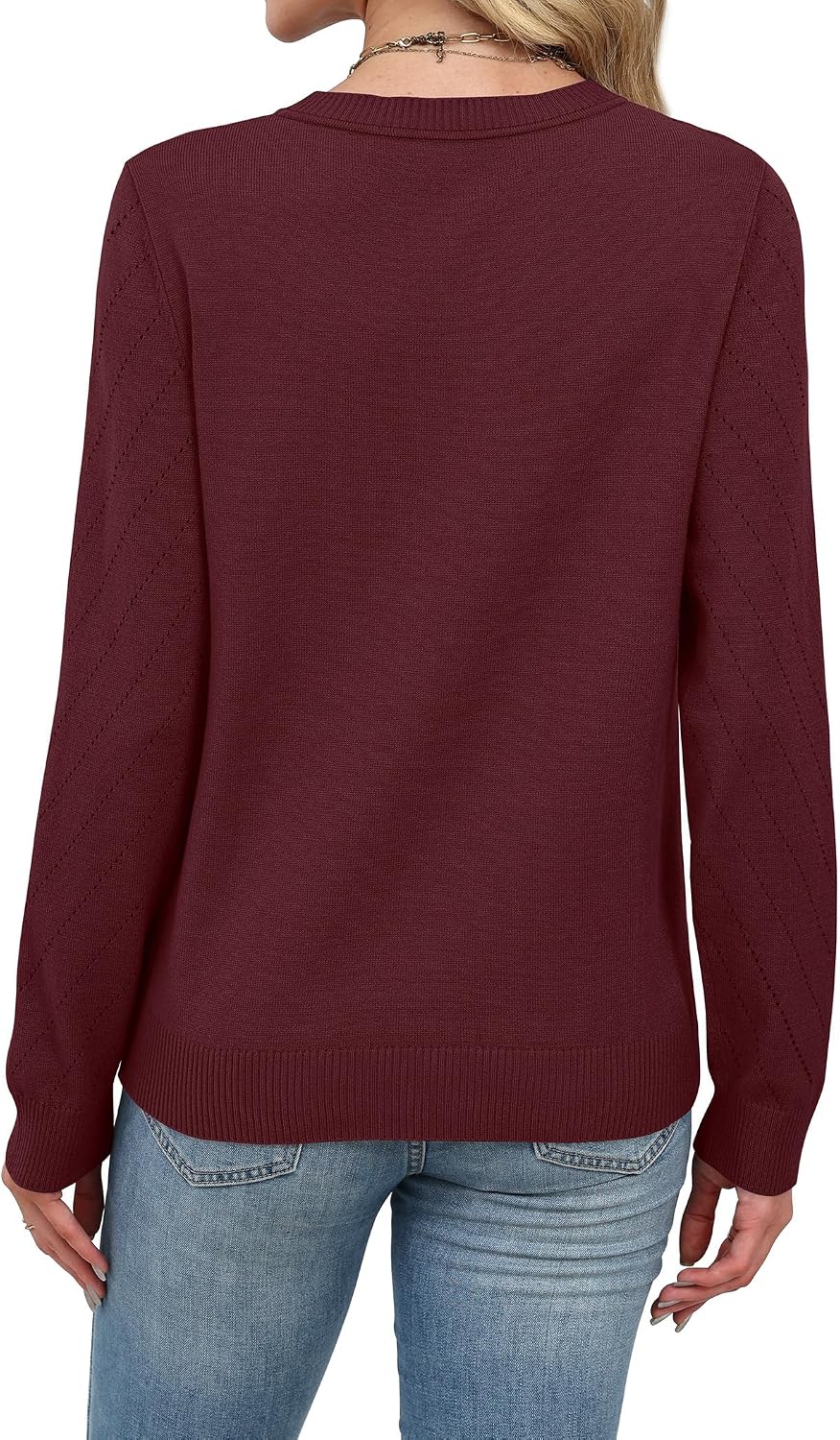 Sampeel Womens Sweaters Crew Neck Long Sleeve Tops Knit Soft Pullover Sweaters Cozy Dressy Casual Shirts Fashion Clothing